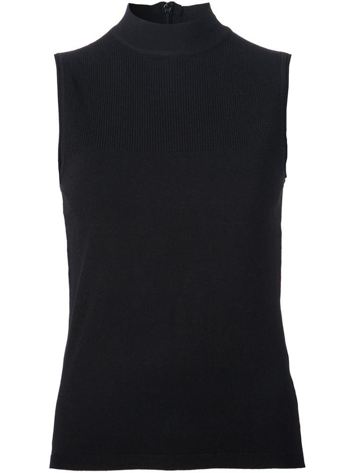 Victor Alfaro Mock Neck Sleeveless Knit Top, Women's, Size: Large, Black, Polyester/rayon