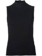 Victor Alfaro Mock Neck Sleeveless Knit Top, Women's, Size: Large, Black, Polyester/rayon