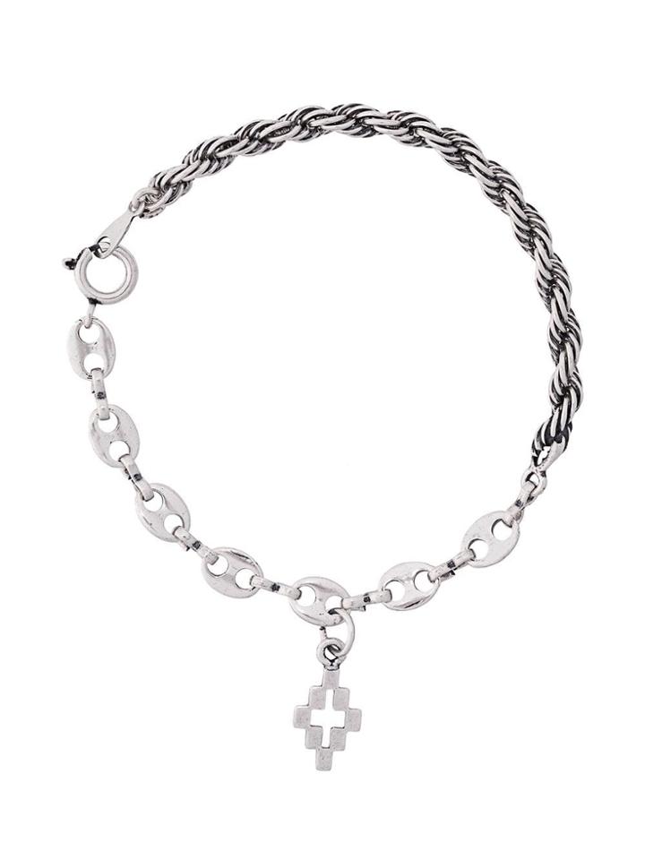 Marcelo Burlon County Of Milan Logo Charm Rope Bracelet - Silver