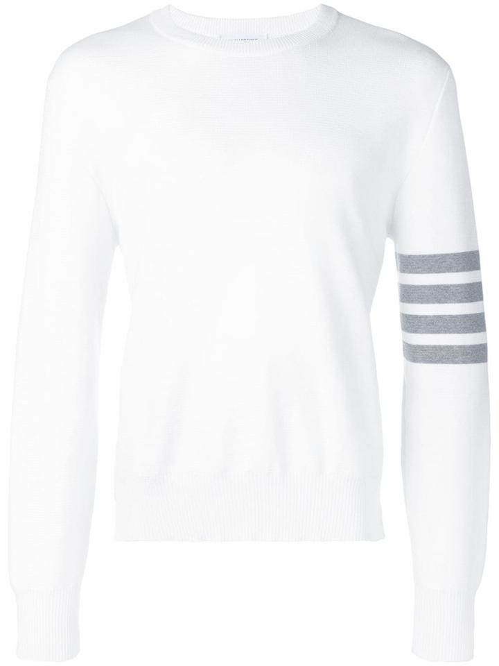 Thom Browne 4-bar Milano Stitch Pullover - White