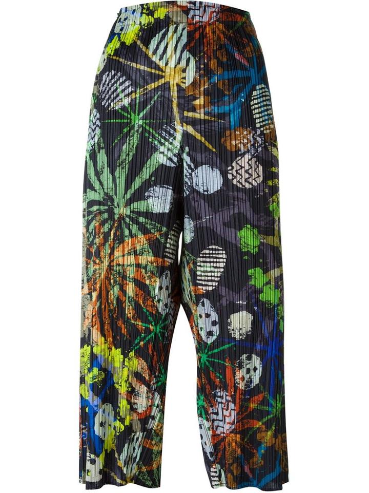Pleats Please By Issey Miyake Pleated Printed Cropped Pants