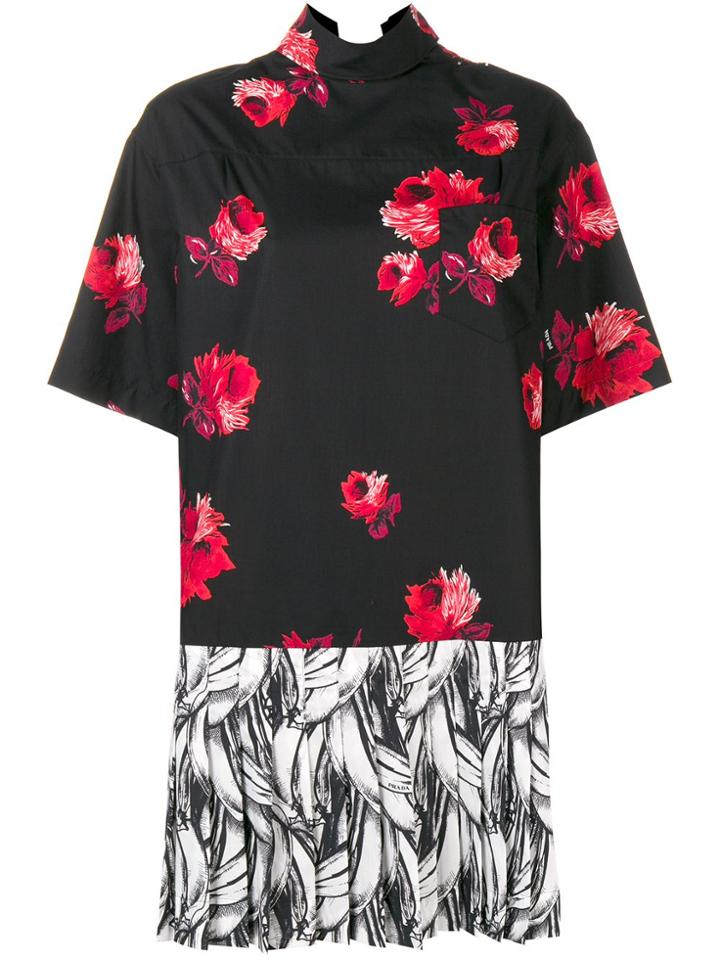 Prada Floral Print Top - Black