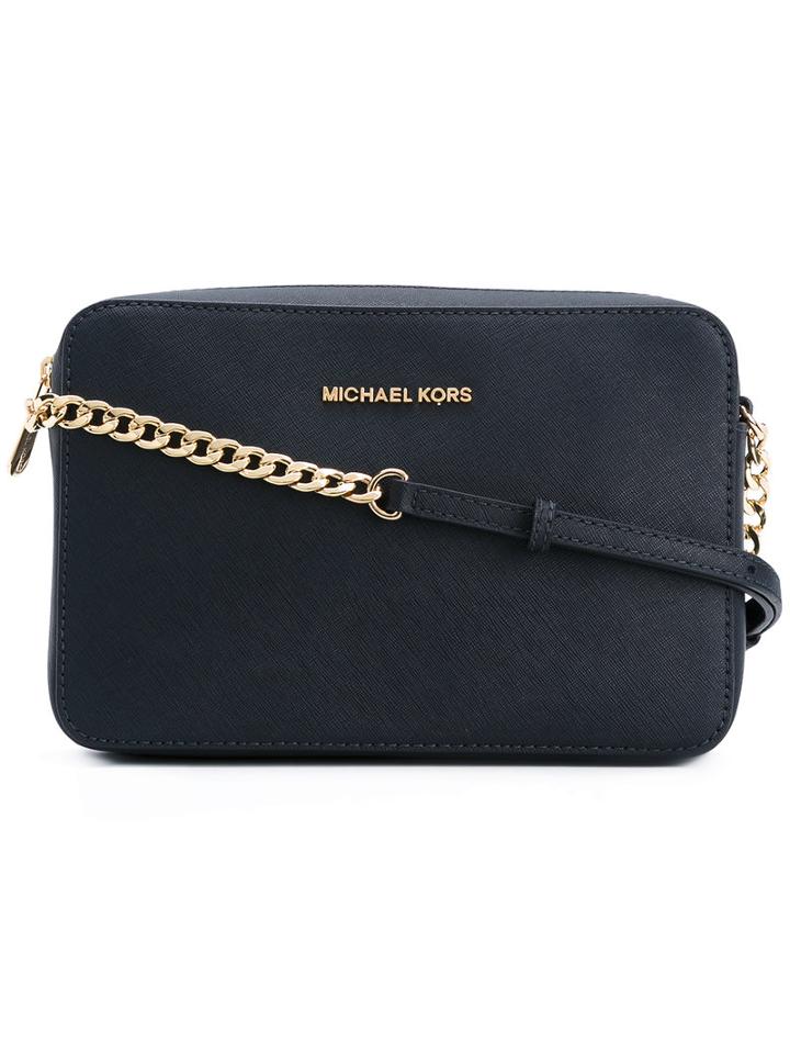 Logo Plaque Crossbody Bag - Women - Leather - One Size, Blue, Leather, Michael Michael Kors