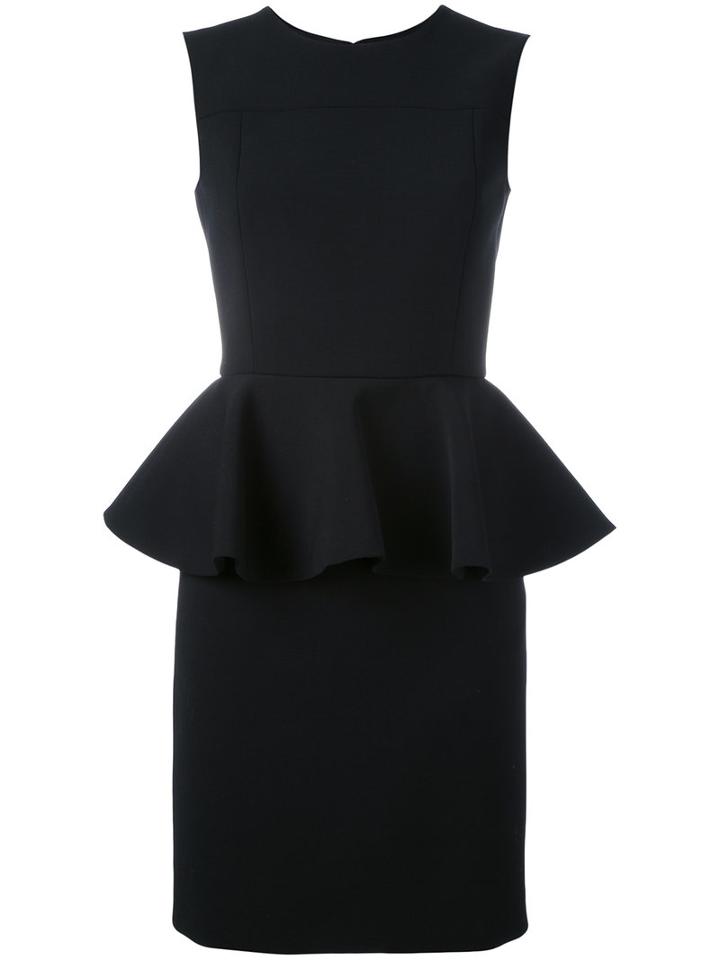 Saint Laurent Peplum Waist Mini Dress, Women's, Size: 38, Black, Silk/polyamide/spandex/elastane/virgin Wool