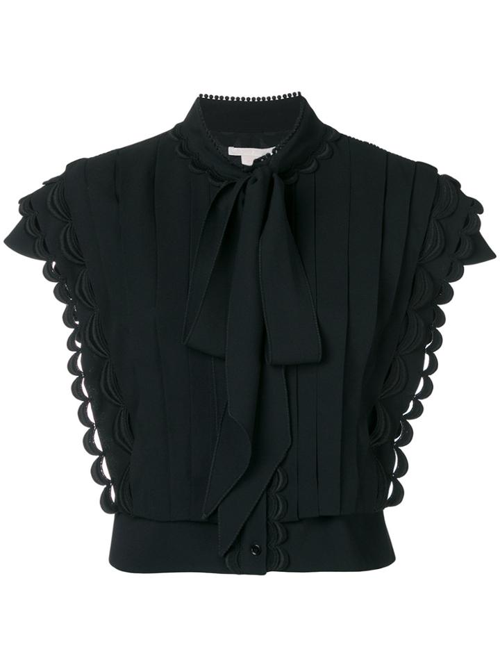Antonio Berardi Pussy Bow Pleat Front Blouse - Black
