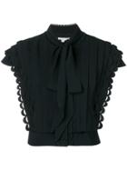 Antonio Berardi Pussy Bow Pleat Front Blouse - Black