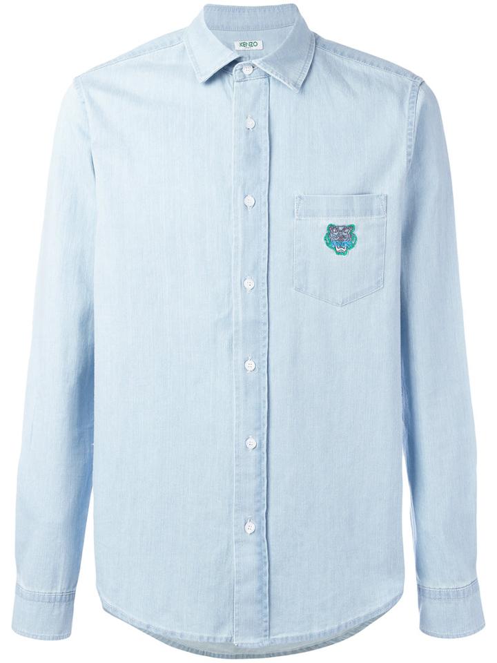Kenzo Mini Tiger Denim Shirt, Men's, Size: Large, Blue, Cotton