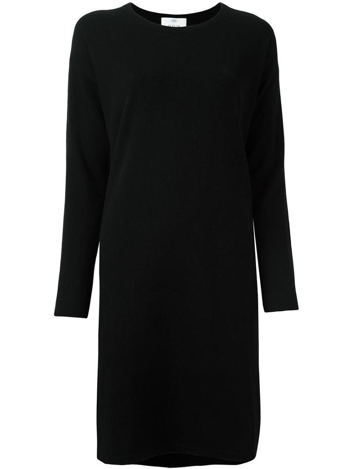Allude Round Neck Knitted Dress, Women's, Size: Large, Black, Cashmere/virgin Wool