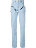 Y / Project - Cut-detail Jeans - Women - Cotton - Xs, Blue, Cotton