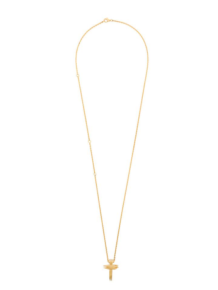 Kasun London Stick Cross Pendant Necklace - Metallic