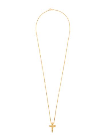 Kasun London Stick Cross Pendant Necklace - Metallic
