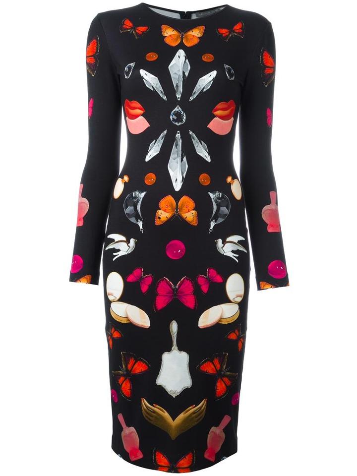 Alexander Mcqueen Obsession Pencil Dress, Women's, Size: 44, Black, Viscose/spandex/elastane