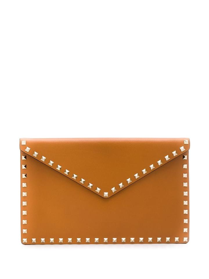Valentino Valentino Garavani Rockstud Large Clutch - Brown