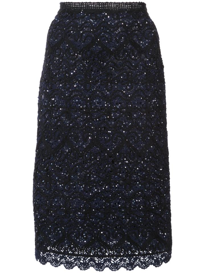 Oscar De La Renta Embroidered Skirt - Black