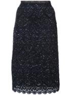 Oscar De La Renta Embroidered Skirt - Black