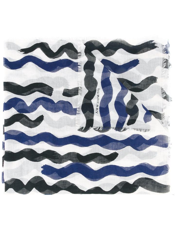 Burberry Striped Semi-sheer Scarf - Blue