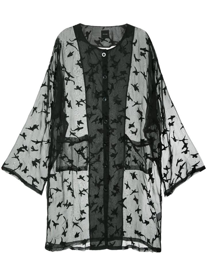 Ikumi Embroidered Sheer Jacket - Black