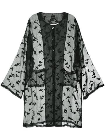 Ikumi Embroidered Sheer Jacket - Black