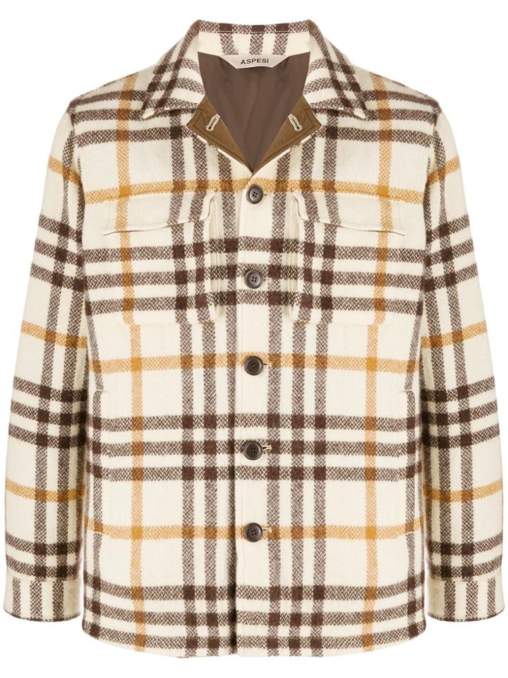Aspesi Check Shirt Jacket - Neutrals
