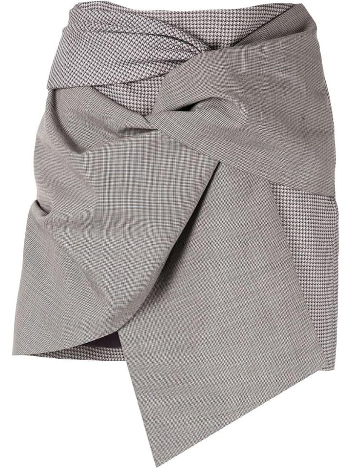 Acler Houndstooth Asymmetric Mini Skirt - Grey