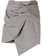 Acler Houndstooth Asymmetric Mini Skirt - Grey