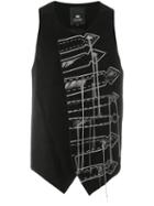 Tom Rebl 'arrows' Embroidered Vest, Men's, Size: 50, Black, Cotton/acetate/spandex/elastane