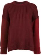 À La Garçonne Side Slit Tricot Top - Red
