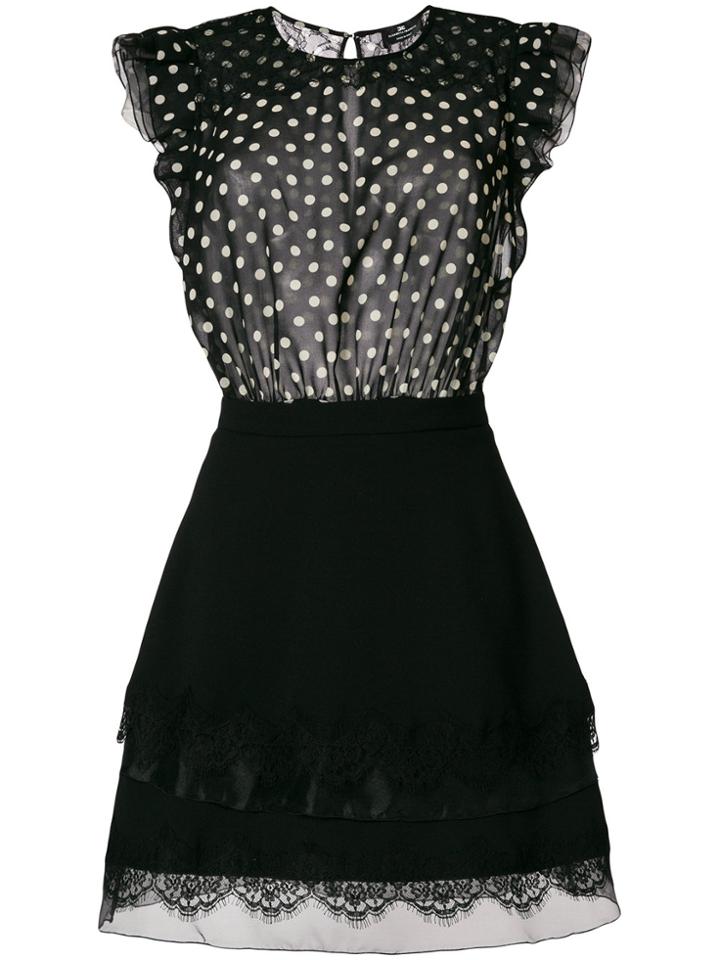 Elisabetta Franchi Polka Dot Panel Mini Dress - Black