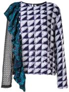 Maki Oh Adire And Lace Frill Blouse - Multicolour