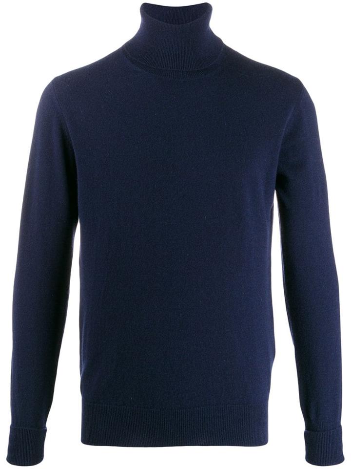 Ballantyne Roll Neck Knit Jumper - Blue