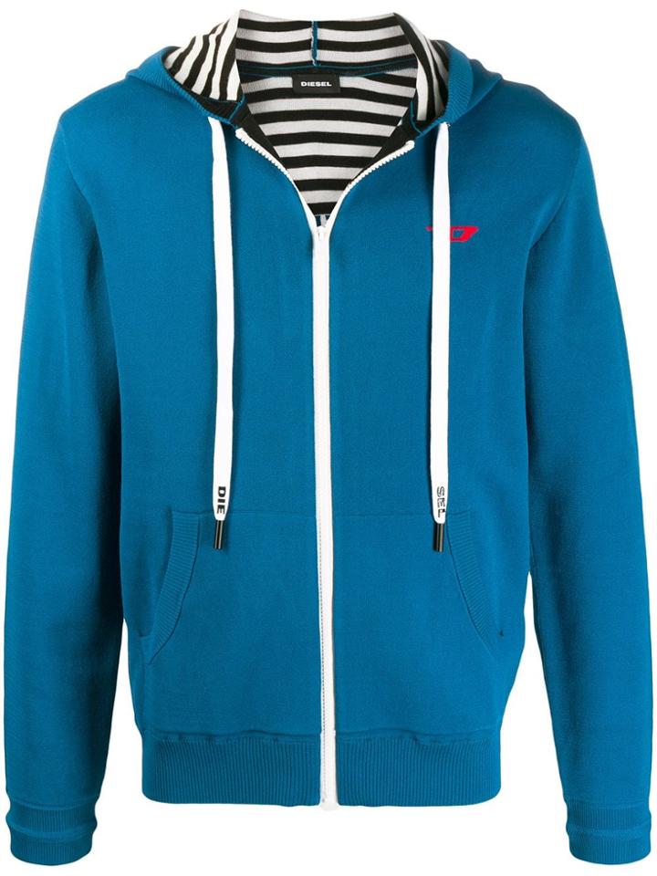 Diesel Contrast Lining Hoodie - Blue