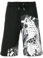 Les Hommes Printed Track Shorts, Men's, Size: Medium, Black, Cotton