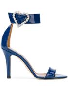 Paris Texas Heart Buckle Stiletto Sandals - Blue