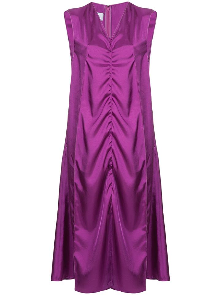 We11done V-neck Ruched Tank Dress - Pink & Purple