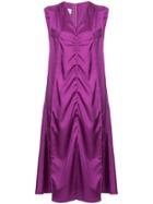We11done V-neck Ruched Tank Dress - Pink & Purple