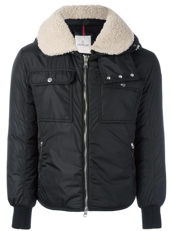 Moncler 'darwin' Padded Coat, Men's, Size: 1, Black, Polyamide/feather Down/sheep Skin/shearling