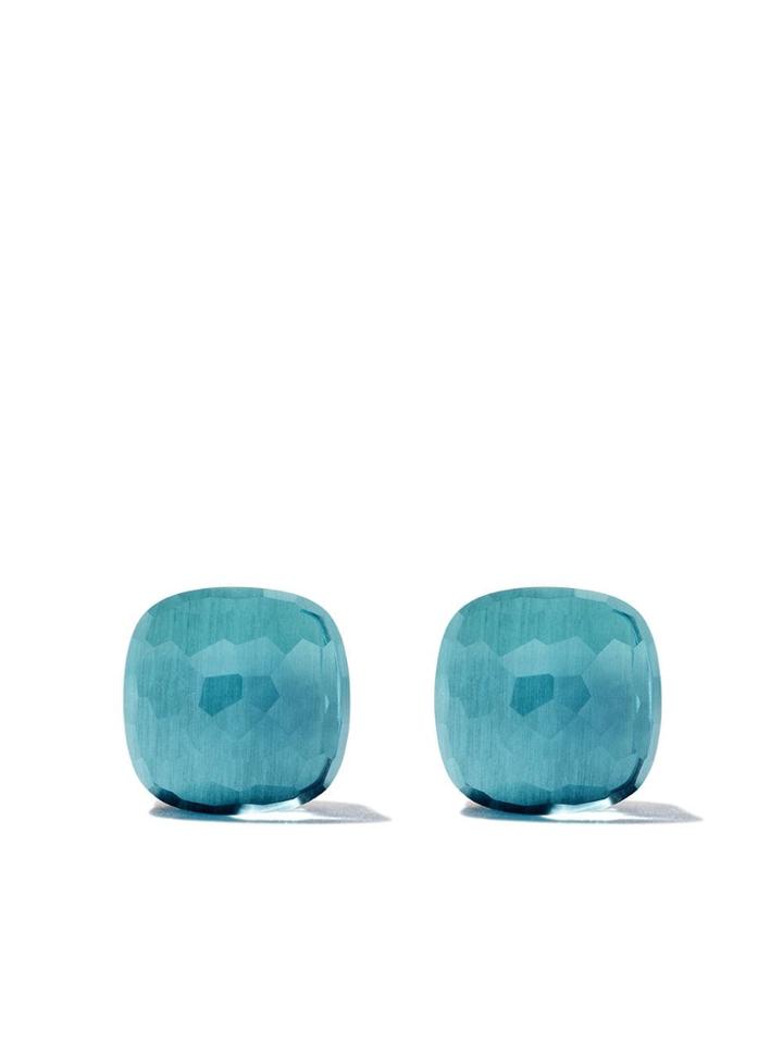 Pomellato 18kt White & Rose Gold Nudo Light Blue Topaz Stud Earrings -