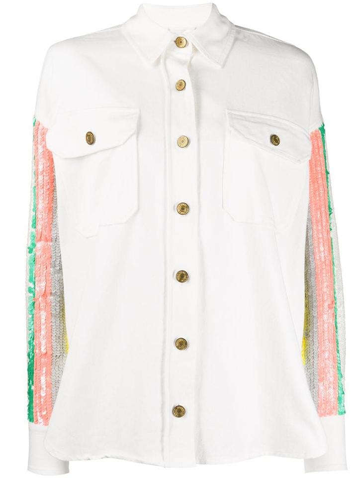 Essentiel Antwerp Tooth Sequined Sleve Shirt - White