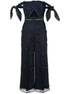 Self-portrait - Lace-embroidered Jumpsuit - Women - Polyester - 12, Blue, Polyester