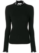 Msgm Contrast Frill-trim Fitted Top - Black