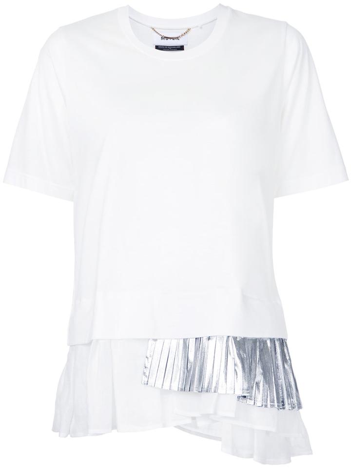 Muveil - Metallic Pleated T-shirt - Women - Cotton - 38, White, Cotton