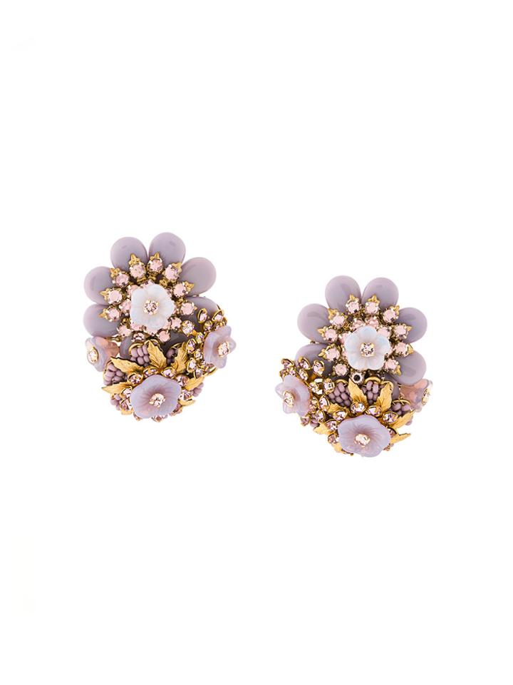 Rewind Vintage Affairs Floral Earrings - Pink & Purple