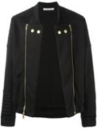 Pierre Balmain Double Zips Biker Jacket, Men's, Size: 50, Black, Cotton/polyester