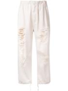 Ikumi Distressed Trousers, Women's, Size: Large, Brown, Cotton