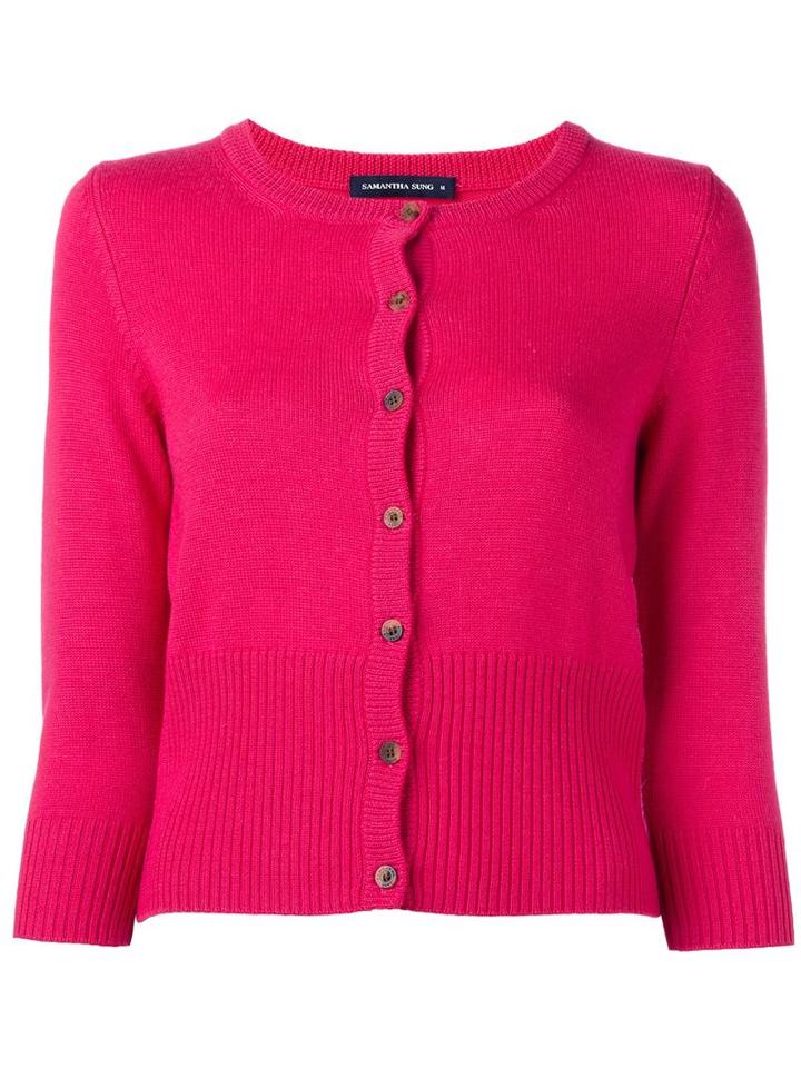 Samantha Sung 'natalie' Cardigan, Women's, Size: 4, Pink/purple, Wool/cashmere