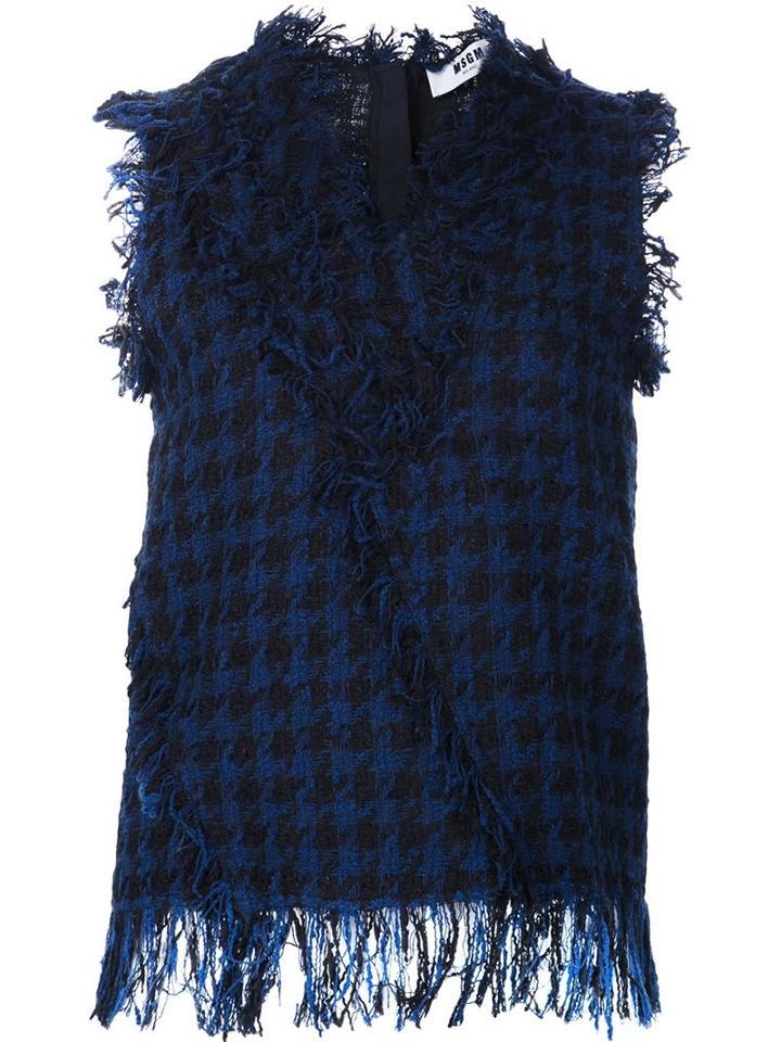 Msgm Houndstooth Raw Edge Top