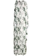 Oscar De La Renta Floral Print Pleated Dress - White