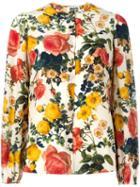 Fausto Puglisi Flower Print Collarless Shirt, Women's, Size: 40, Silk