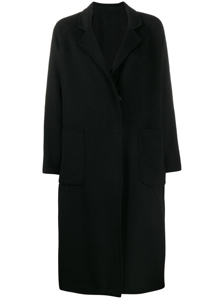 L'autre Chose Contrast Rear Belt Coat - Black