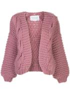 I Love Mr Mittens Contrast Knit Open Front Cardigan - Pink